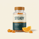STEADY Electrolyte Gummies bottle with orange citrus gummies